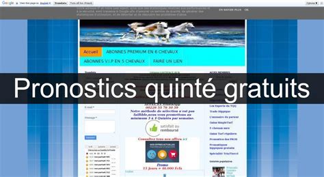 Pronostics quinté gratuits Jeu pari