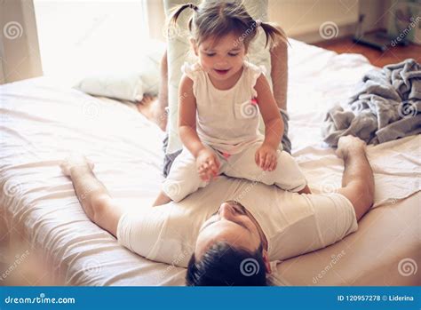 Morning Play with My Daddy. Little Girl Stock Photo - Image of indoor ...