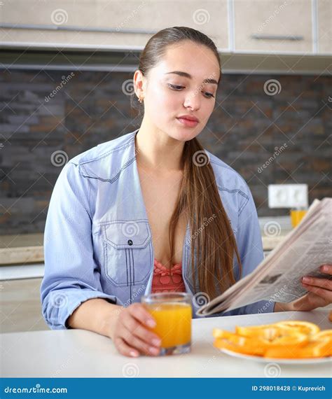 Young Beautiful Attractive Girl in the Kitchen Stock Photo - Image of