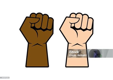 mengangkat tangan  vektor kepalan tangan mengepal ilustrasi stok