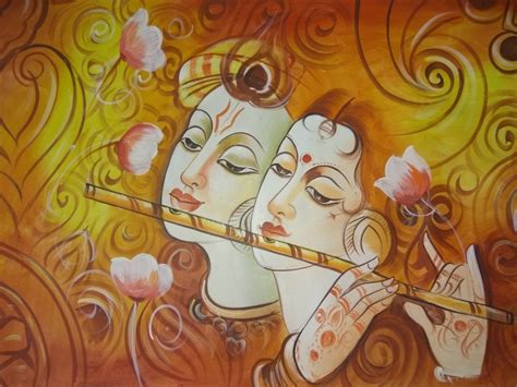 radha krishna playing flute  piece canvas paintings
