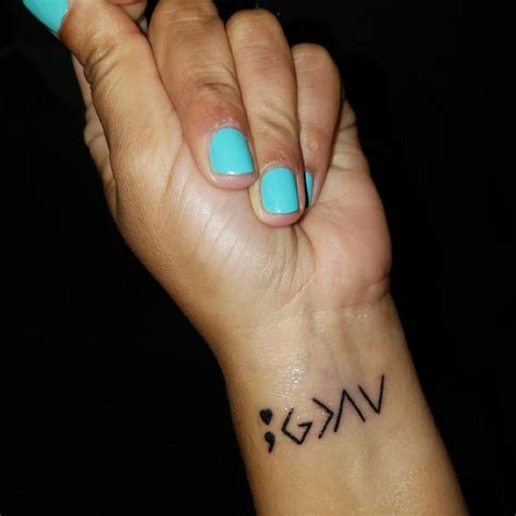 Heart semi-colon and God is greater than all our highs and lows tattoo ...