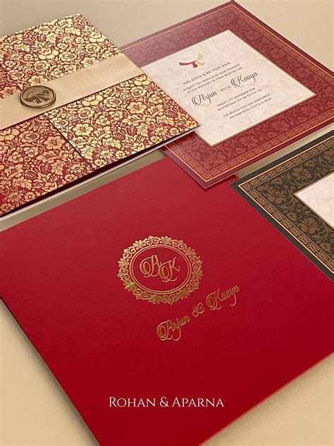 Banarasi Brocade Indian Wedding Card | Rohan & Aparna