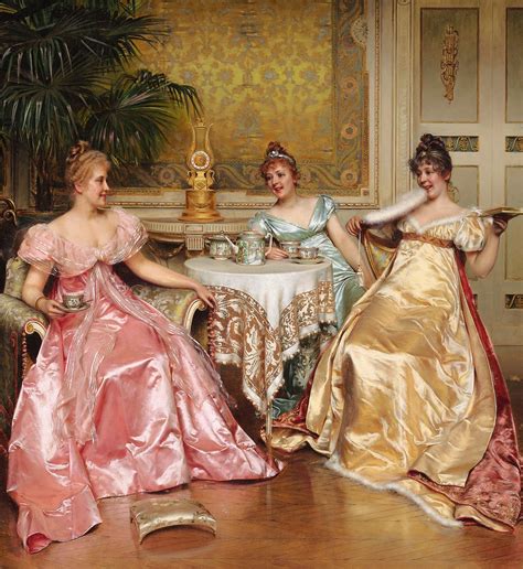 exquisite afternoon tea painting  charles joseph frederic soulacroix