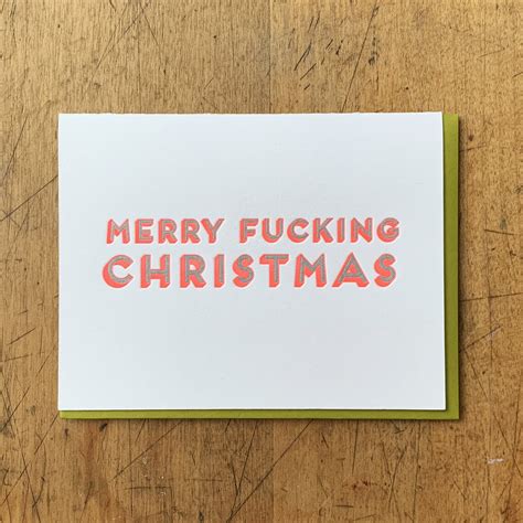 merry fucking christmas greeting card letterpress printed  portland