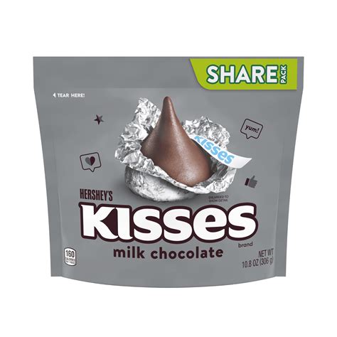 HERSHEY'S KISSES Milk Chocolate Silver foil, Candy Share Pack, 10.8 oz