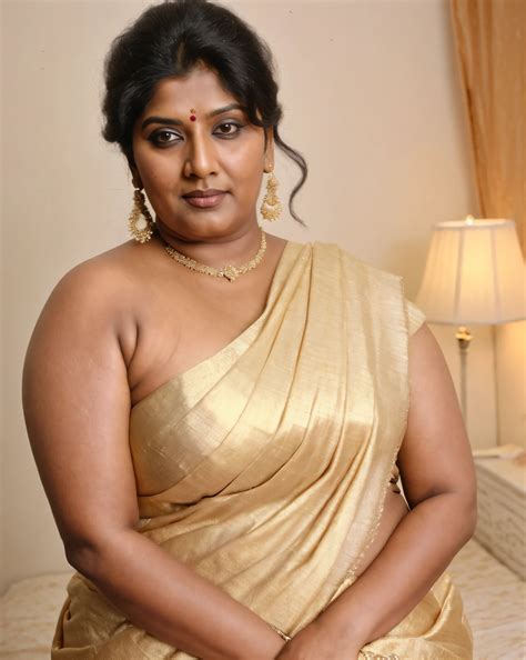 An image of a woman in a gold sari posing for a picture - SeaArt AI