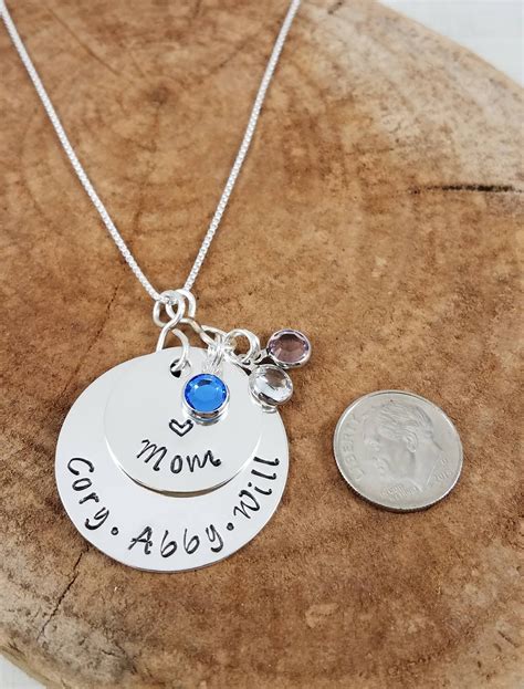 Mom/grandma Necklace Sterling Silver Custom Hand Stamped - Etsy