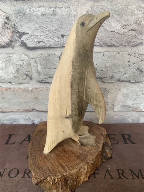 Hand Carved Wooden Penguin Bird Art Fairtrade Art Sculpture - Etsy