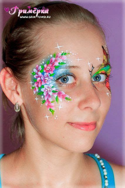 Аквагрим, грим, узор, цветочки, маска face painting, make-up, flowers ...