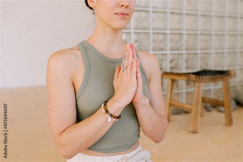 Female Doing Namaste Pose Stock Photo | Adobe Stock