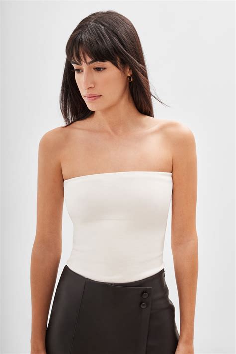 Elevated Off White Tube Top - Gavin Strapless Top | Marcella