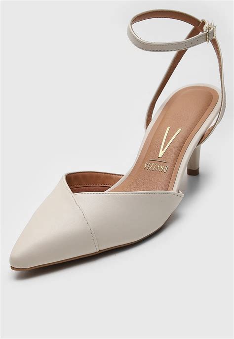 Scarpin Off White Vizzano - Scarpin Slingback Vizzano Recorte Off-White - Compre Agora | Dafiti Brasil
