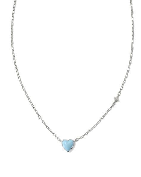 Enamel Sterling Silver Heart Pendant Necklace in Blue | Kendra Scott