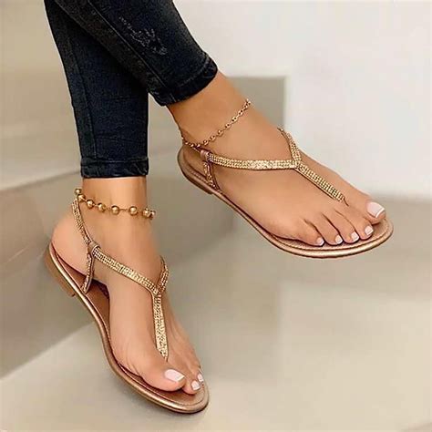 transer rock crown rhinestone flat sandals  women india ubuy
