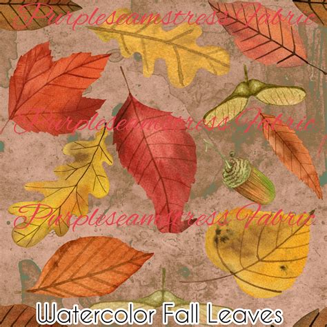 Watercolor Fall Leaves – Fabric – Purpleseamstress Fabric