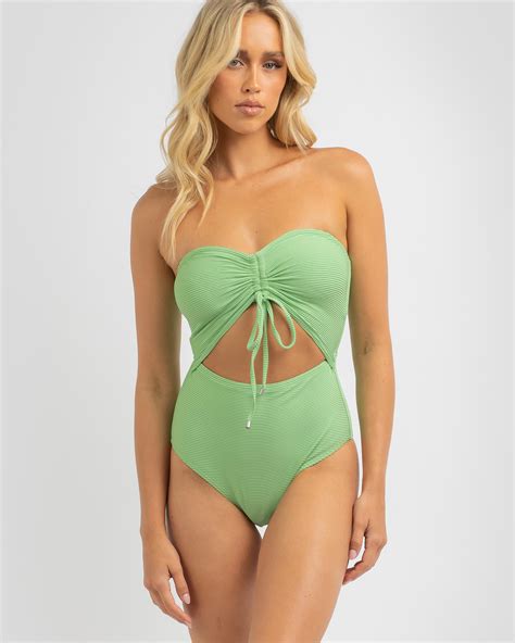 Shop Billabong Tanlines Bandeau One Piece Swimsuit In Apple - Fast