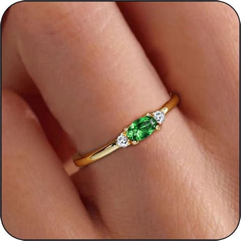 Gold Birthstone Rings for Women Mother Dainty Stackable Gold Rings Non