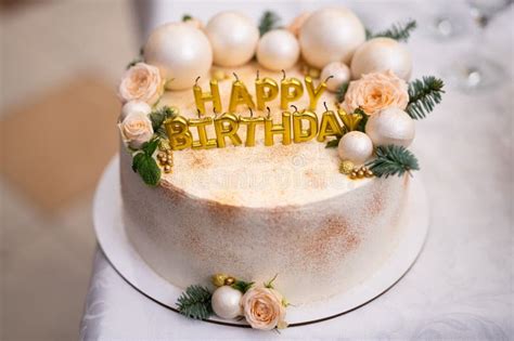 Birthday Cake with Candles in the Shape of Letters Stock Image - Image ...