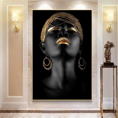black gold girls oil paintings  naked african women  canvas posters