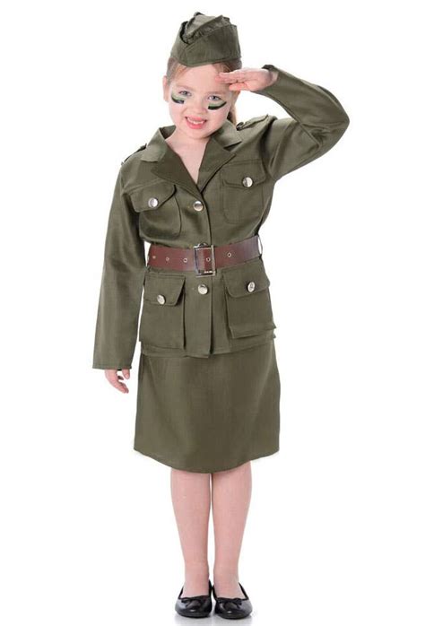 vintage army girls costume army general kids fancy dress costume