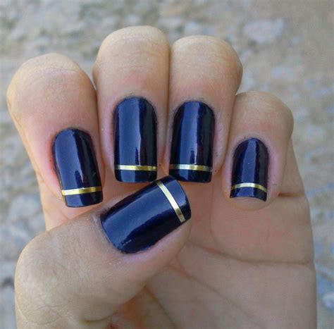 Unha Azul Marinho Com Dourado - Unhas Azul com Dourado: Se Inspire com Decorações Chiques! - Unhas ...