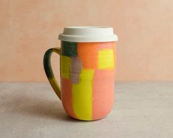 Patchwork Hand-painted Handmade Ceramic Mug 16 Oz - Etsy
