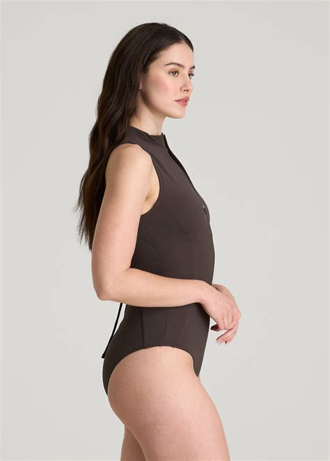 Cinched Quarter Zip One Piece Swimsuit for Tall Women | American Tall