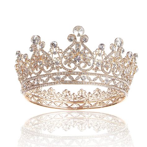 Buy PALAY® Crystal Crowns for Women, Rose Gold Full Round Crystal Queen