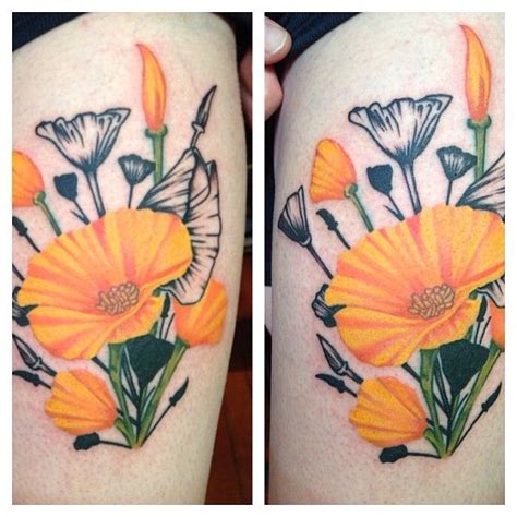 California Poppy Tattoo Design