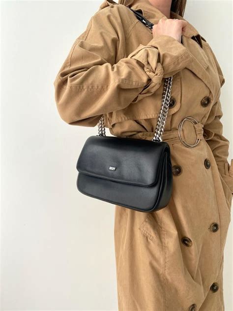 Dkny sina puffy shoulder flap женская кожаная брендовая сумочка дкну ...