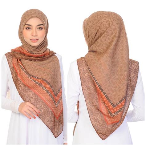 tudung bawal printed bidang  cotton premium shopee malaysia