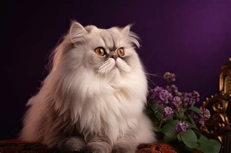 Premium AI Image | A persian cat with a purple background