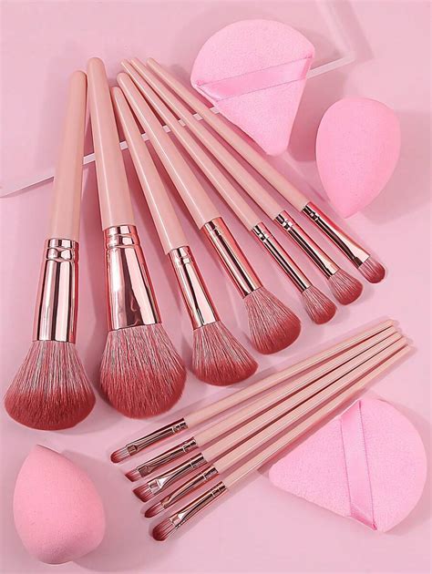 [Free Shipping] 16-Piece Pink Makeup Brush Set With 4 Blending Sponges ...