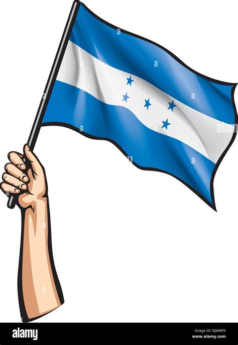 Honduras flag and hand on white background. Vector illustration Stock ...