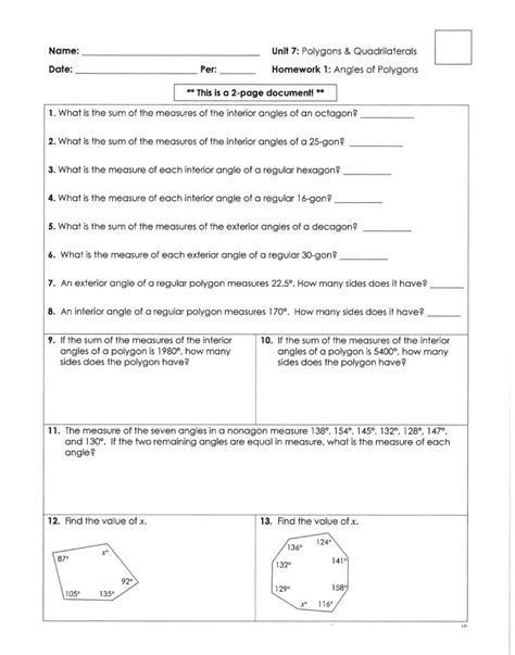 Unit 8 Polygons And Quadrilaterals Homework 2 Parallelograms Answer Key