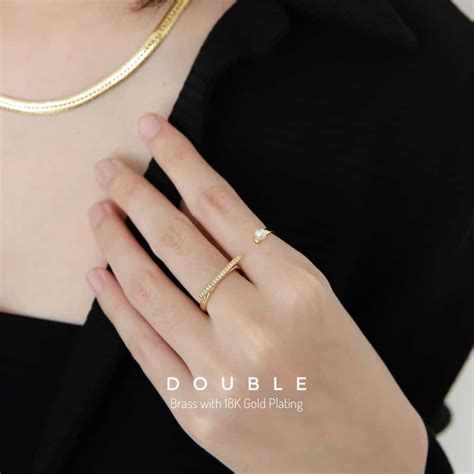 double ring brass   gold plating dear  jewelry
