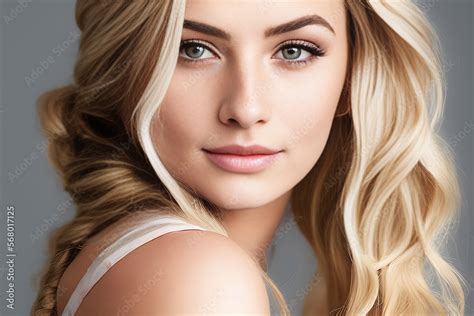 Close-up portrait of a beautiful young blonde woman. Health, skincare