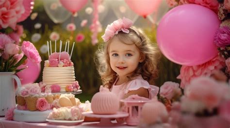 petite fille celebre  joyeux anniversaire photo gratuite