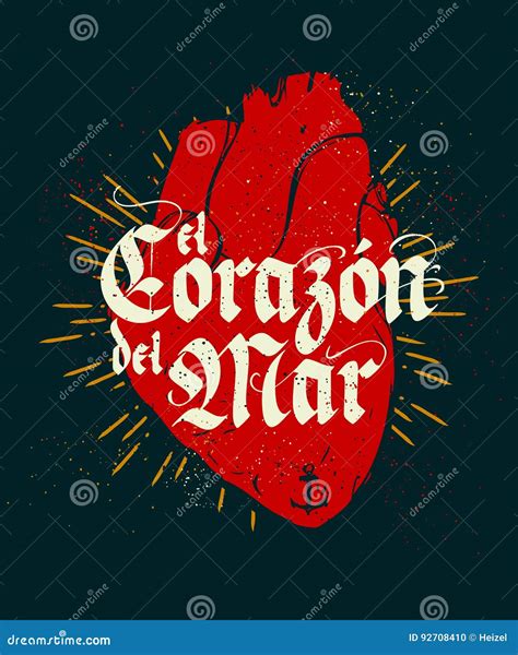 Heart of the sea art print stock vector. Illustration of nautical