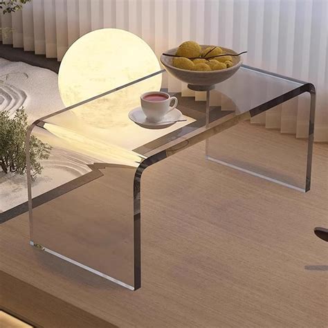 Mesa De Acrílico Transparente - Mesa Auxiliar de acrílico Transparente, mesa centro cristal, mesa de ...