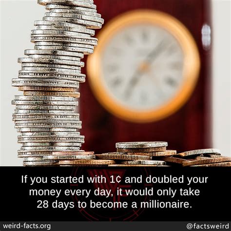 Weird Facts, If you started with 1¢ and doubled your money...