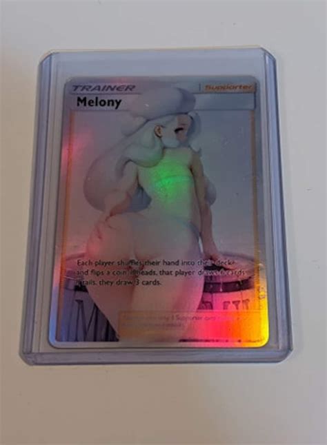 full art holographic pokemon orica custom waifu card melony etsy