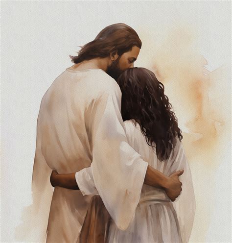 Jesus Hugging Woman Wall Art Jesus With Black Woman Jesus Embrace Woman