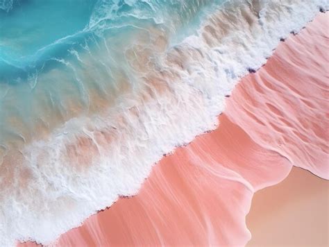 Premium Photo | Aerial view of a pink sand beach with sea waves ai ...