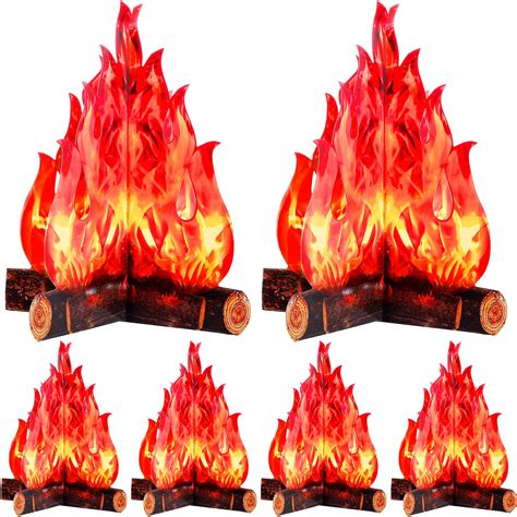 Amazon.com: Boao 6 Sets Large Fake Fire 16" x 13" 3D Cardboard Campfire