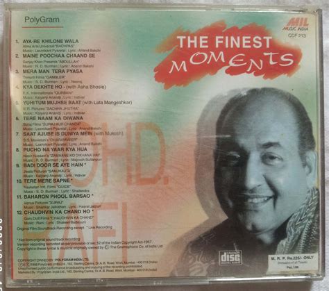 The Finest Moments Mohd. Rafi Hindi Audio CD - Tamil Audio CD, Tamil