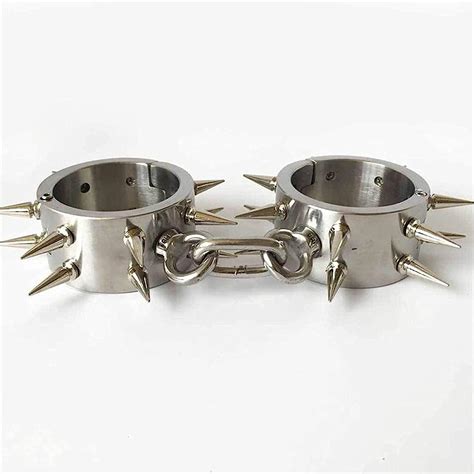 LIMKOO Stainless Steel Slave Handcuffs with Spike, Heavy Removable