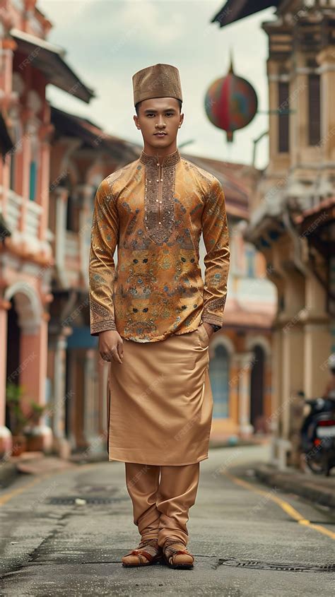 premium photo photo  tall male model  retro inspired baju