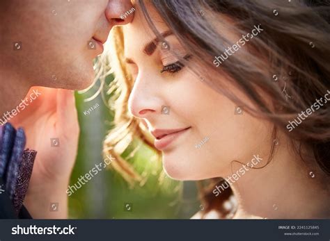 Super Closeup Two Lovers Hugging Summer Stock Photo 2241125845 ...